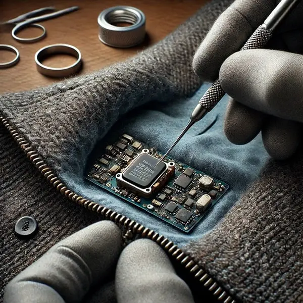 MR-NANO nascosto nel collo di un cappotto