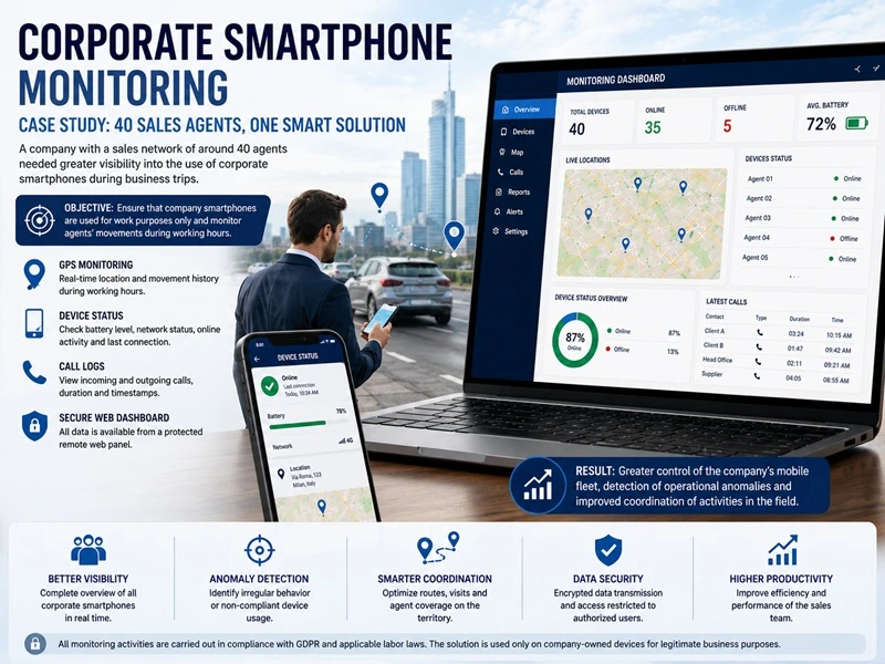 Corporate Smartphone Monitoring: A Real-World Case Study with 40 Sales Agents