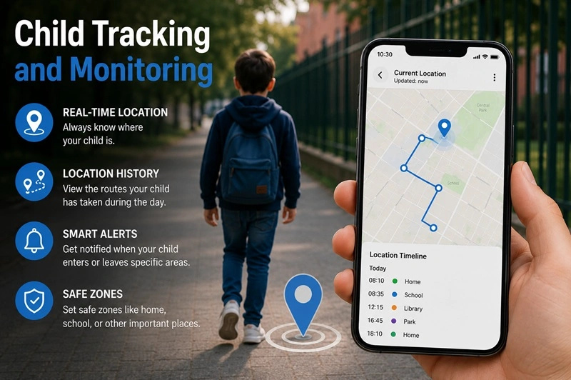 Monitoring smartphone used for child safety
