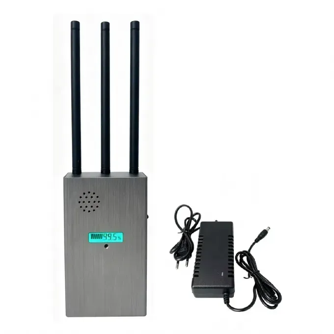 Jammer RF portatile MJ-RF380 da 24W con tre antenne, display digitale e alimentatore esterno