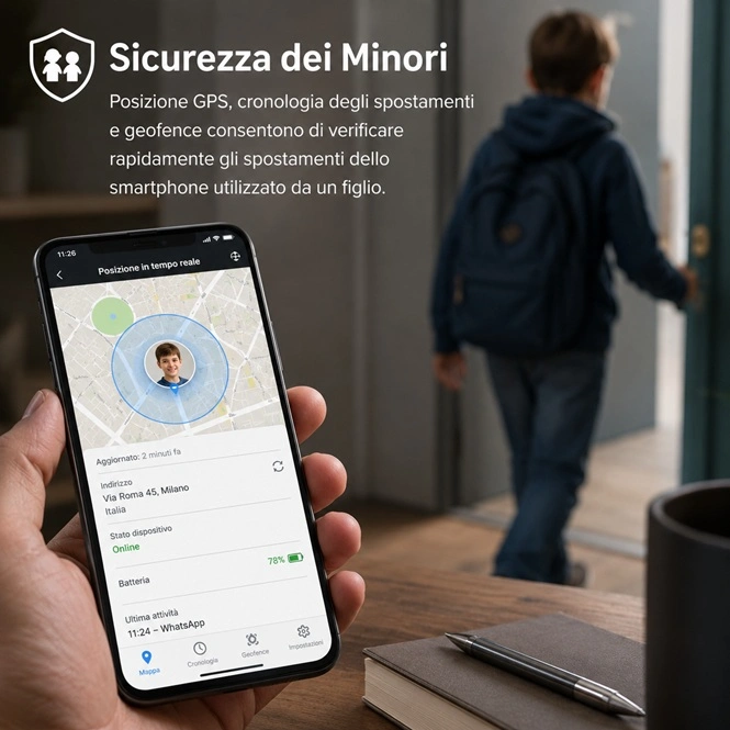 Sicurezza dei minori con localizzazione GPS dello smartphone